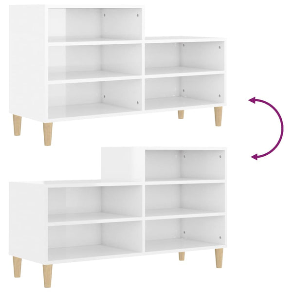 Shoe Cabinet High Gloss White 102X36x60 Cm Engineered Wood Shoe Cabinets