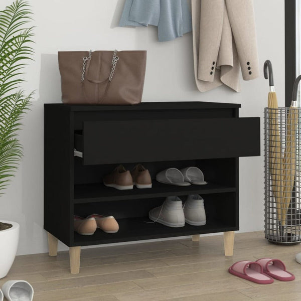 Shoe Cabinet Black 70X36x60 Cm Engineered Wood