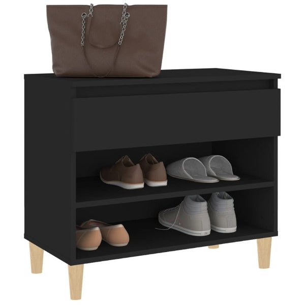 Shoe Cabinet Black 70X36x60 Cm Engineered Wood Shoe Cabinets