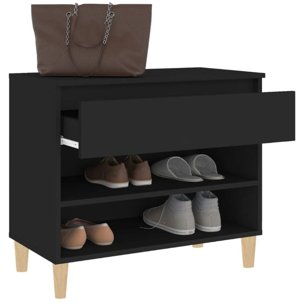 Shoe Cabinet Black 70X36x60 Cm Engineered Wood Shoe Cabinets