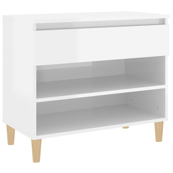 Shoe Cabinet High Gloss White 70X36x60 Cm Engineered Wood Shoe Cabinets