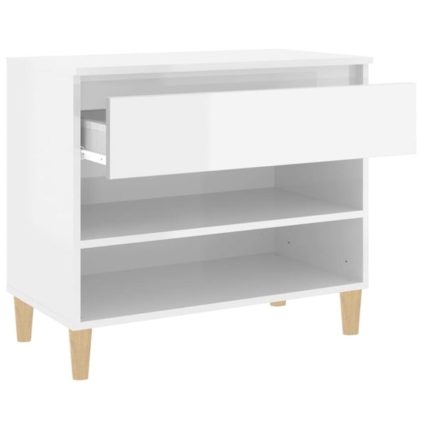 Shoe Cabinet High Gloss White 70X36x60 Cm Engineered Wood Shoe Cabinets