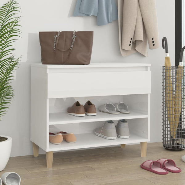 Shoe Cabinet High Gloss White 70X36x60 Cm Engineered Wood Shoe Cabinets