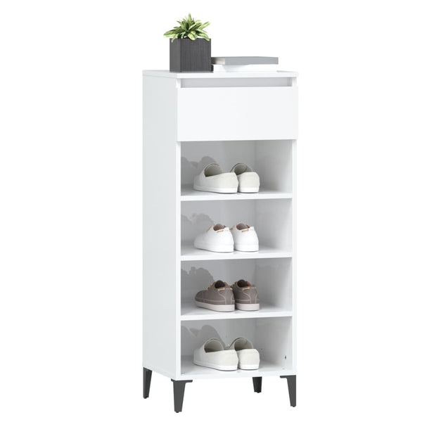 Shoe Rack High Gloss White 40X36x105 Cm Engineered Wood Shoe Racks