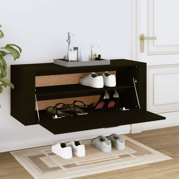Shoe Cabinets Wall Shoe Cabinet Black 100X35x38 Cm Engineered Wood