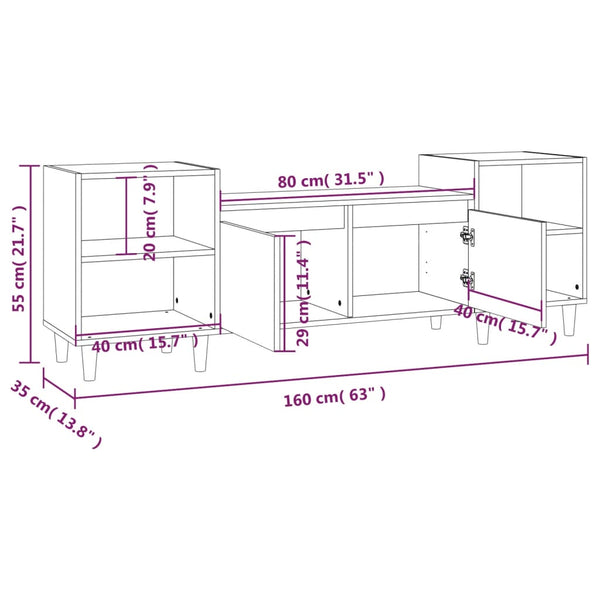 Tv Cabinet White 160X35x55 Cm Engineered Wood Tv Stands & Entertainment Units