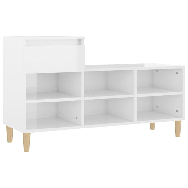 Shoe Cabinet High Gloss White 102X36x60 Cm Engineered Wood Shoe Cabinets