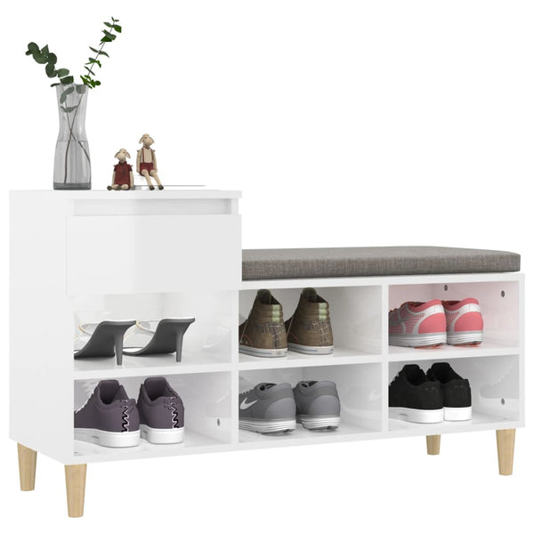 Shoe Cabinet High Gloss White 102X36x60 Cm Engineered Wood Shoe Cabinets