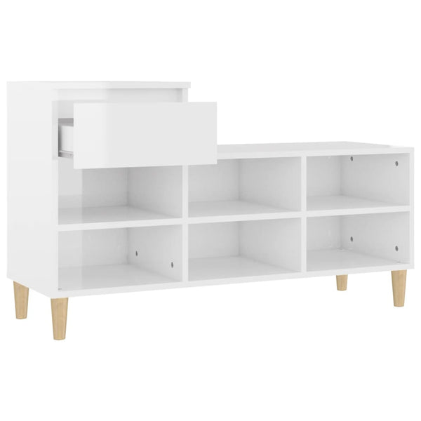 Shoe Cabinet High Gloss White 102X36x60 Cm Engineered Wood Shoe Cabinets
