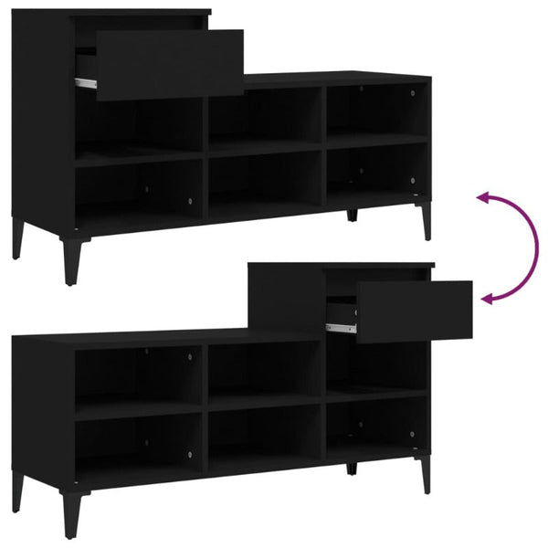 Shoe Cabinet Black 102X36x60 Cm Engineered Wood Shoe Cabinets