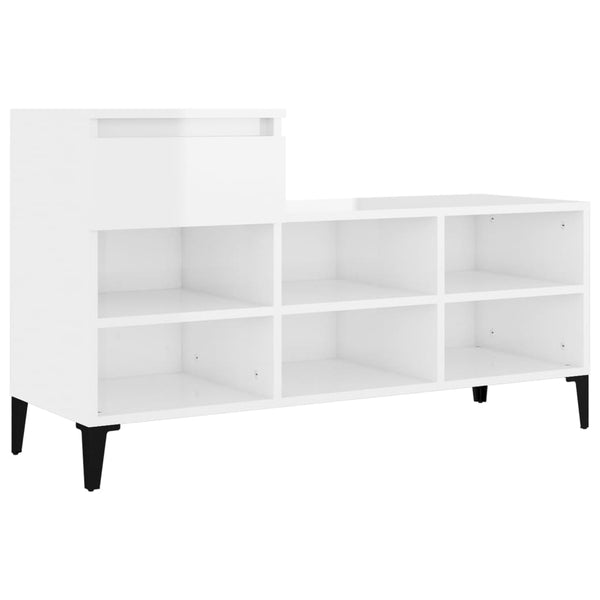 Shoe Cabinet High Gloss White 102X36x60 Cm Engineered Wood Shoe Cabinets