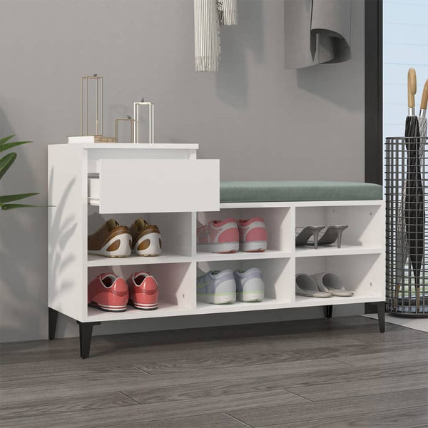 Shoe Cabinet High Gloss White 102X36x60 Cm Engineered Wood Shoe Cabinets