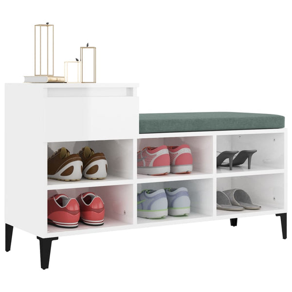 Shoe Cabinet High Gloss White 102X36x60 Cm Engineered Wood Shoe Cabinets