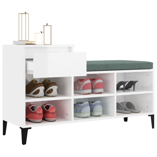 Shoe Cabinet High Gloss White 102X36x60 Cm Engineered Wood Shoe Cabinets
