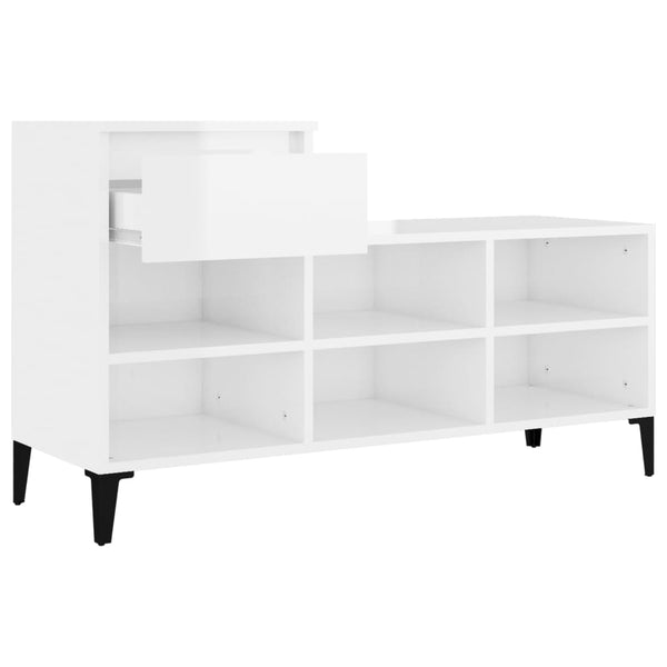 Shoe Cabinet High Gloss White 102X36x60 Cm Engineered Wood Shoe Cabinets