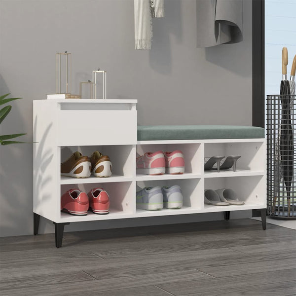 Shoe Cabinet High Gloss White 102X36x60 Cm Engineered Wood Shoe Cabinets