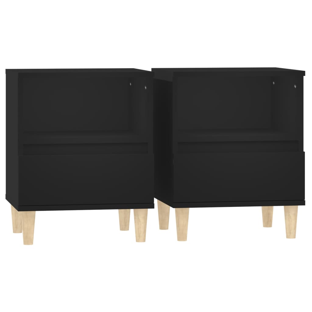 Bedside Cabinets 2 Pcs Black 40X35x50 Cm Bedside Tables
