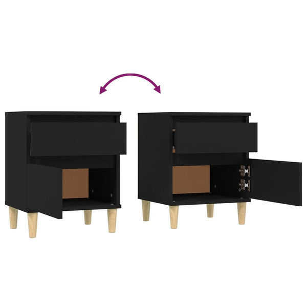 Bedside Cabinets 2 Pcs Black 40X35x50 Cm Bedside Tables