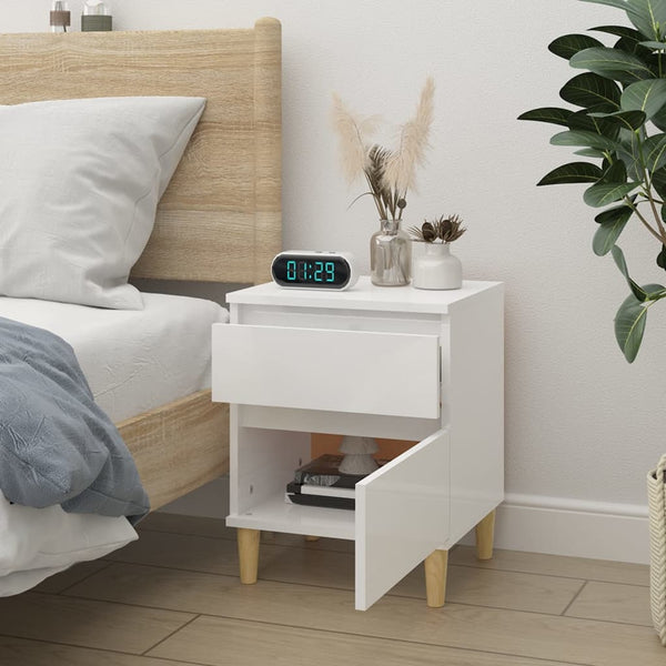 Bedside Cabinet High Gloss White 40X35x50 Cm Bedside Tables