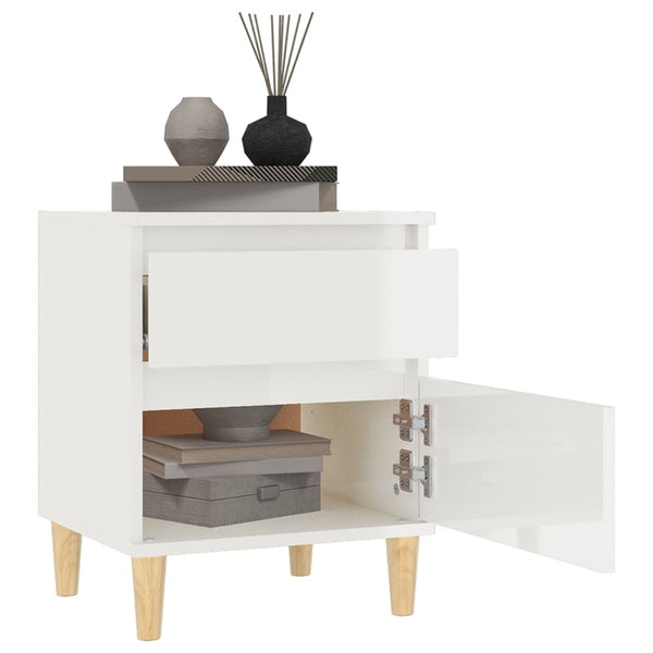 Bedside Cabinet High Gloss White 40X35x50 Cm Bedside Tables