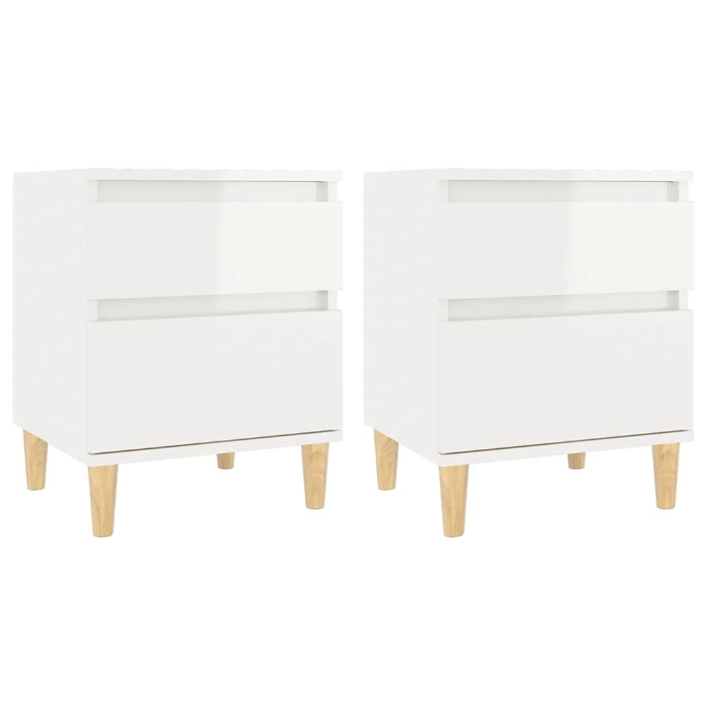 Bedside Cabinets 2 Pcs High Gloss White 40X35x50 Cm Bedside Tables