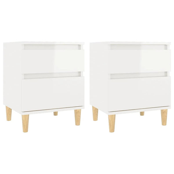 Bedside Cabinets 2 Pcs High Gloss White 40X35x50 Cm Bedside Tables