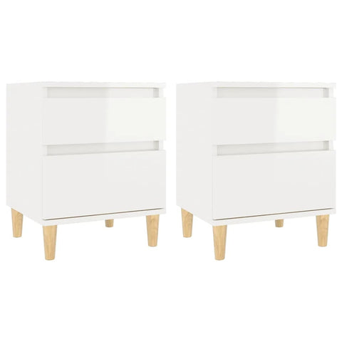 Bedside Cabinets 2 Pcs High Gloss White 40X35x50 Cm Bedside Tables