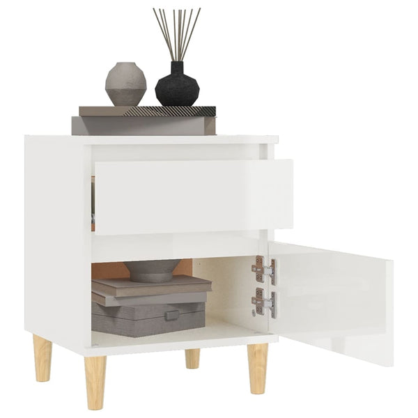 Bedside Cabinets 2 Pcs High Gloss White 40X35x50 Cm Bedside Tables