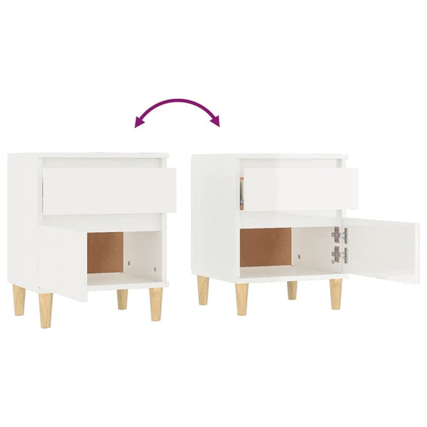 Bedside Cabinets 2 Pcs High Gloss White 40X35x50 Cm Bedside Tables