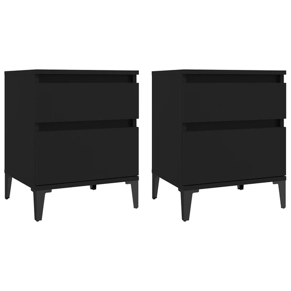 Bedside Cabinets 2 Pcs Black 40X35x50 Cm Bedside Tables