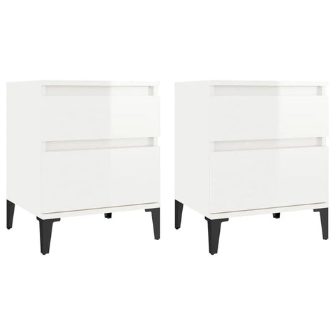 Bedside Cabinets 2 Pcs High Gloss White 40X35x50 Cm