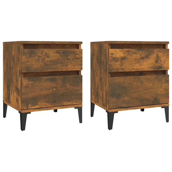 Bedside Cabinets 2 Pcs Smoked Oak 40X35x50 Cm Bedside Tables