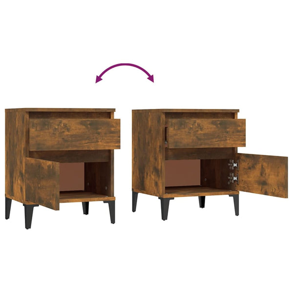 Bedside Cabinets 2 Pcs Smoked Oak 40X35x50 Cm Bedside Tables
