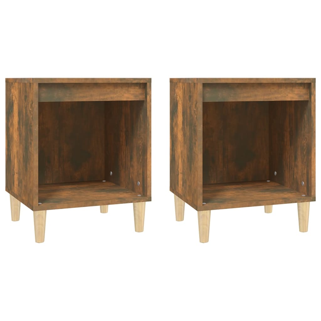 Bedside Cabinets 2 Pcs Smoked Oak 40X35x50 Cm Bedside Tables