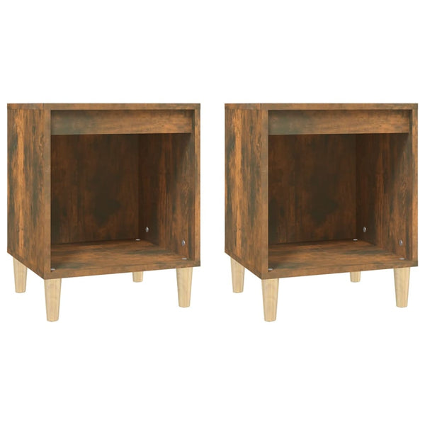 Bedside Cabinets 2 Pcs Smoked Oak 40X35x50 Cm Bedside Tables