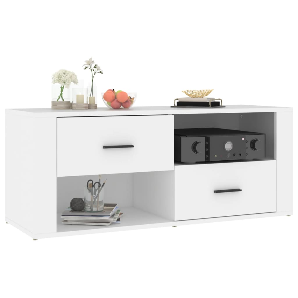 Tv Cabinet White 100X35x40 Cm Engineered Wood Tv Stands & Entertainment Units