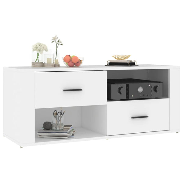 Tv Cabinet White 100X35x40 Cm Engineered Wood Tv Stands & Entertainment Units