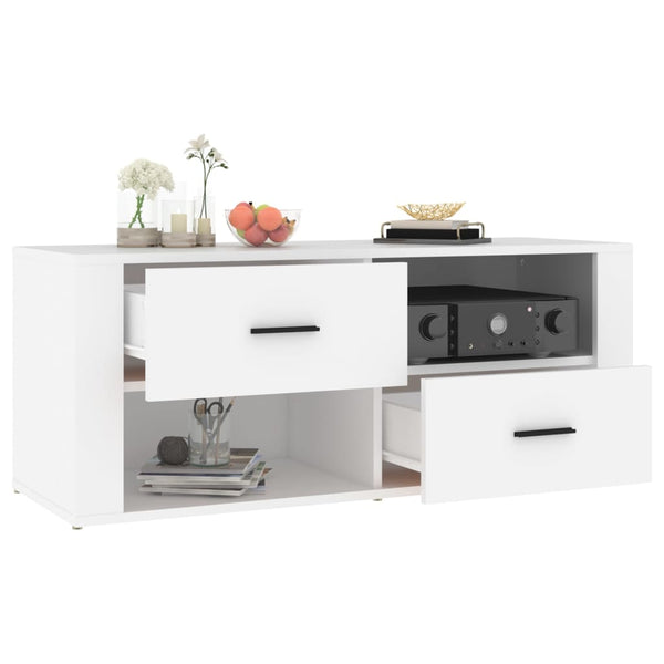 Tv Cabinet White 100X35x40 Cm Engineered Wood Tv Stands & Entertainment Units