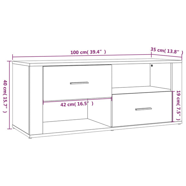 Tv Cabinet White 100X35x40 Cm Engineered Wood Tv Stands & Entertainment Units