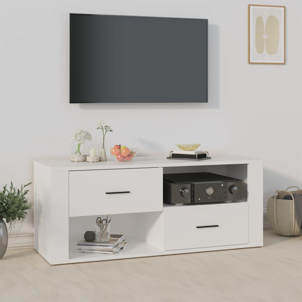 Tv Cabinet White 100X35x40 Cm Engineered Wood Tv Stands & Entertainment Units