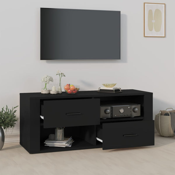 Tv Cabinet Black 100X35x40 Cm Engineered Wood Tv Stands & Entertainment Units