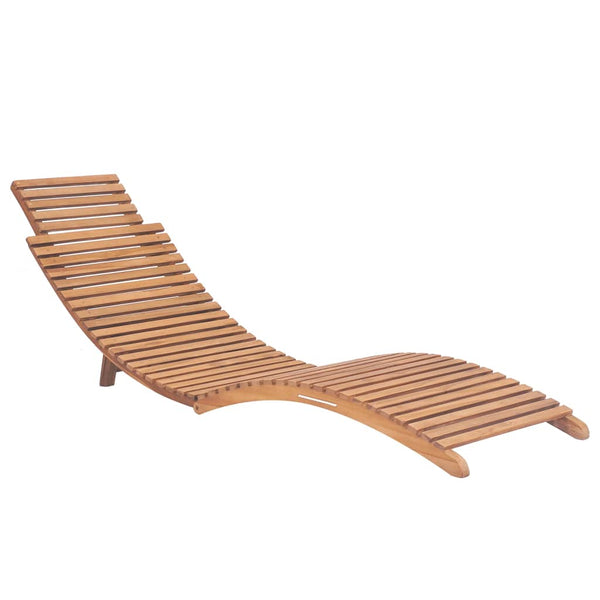 Sun 2 Pcs With Cushions Solid Wood Teak Loungers