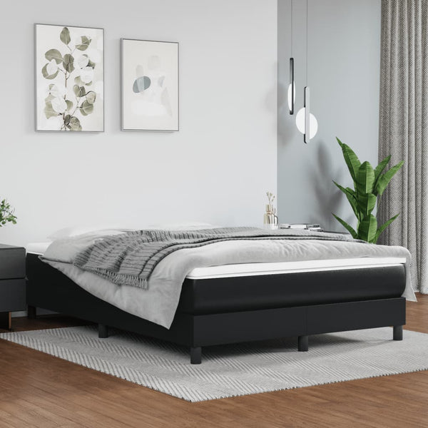 Bed Frame Black 153X203 Cm Queen Size Faux Leather Queen Bed Frames