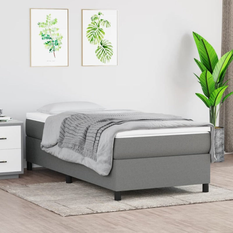Fabric King Single Bed Frame Dark Grey With Plywood Slats And Supportive Legs King Single Bed Frames