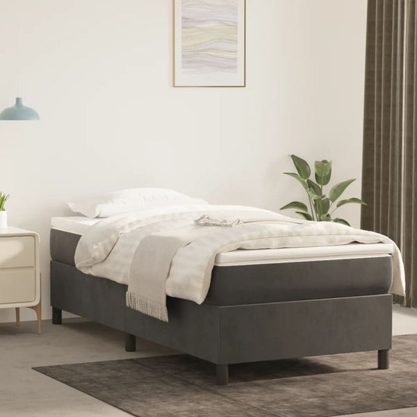 Box Spring Bed Frame Dark Grey 107X203 Cm King Single Velvet King Single Bed Frames