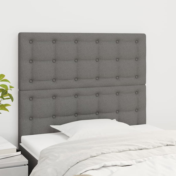 Headboards 2 Pcs Dark Grey 100X5x78/88 Cm Fabric Headboards & Footboards