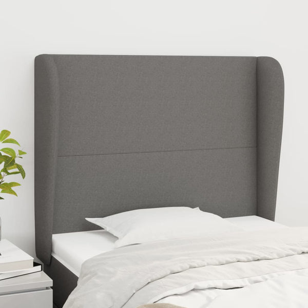 Headboard With Ears Dark Grey 103X23x118/128 Cm Fabric Headboards & Footboards
