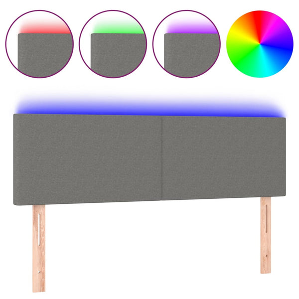 Led Headboard Dark Grey 144X5x78/88 Cm Fabric Headboards & Footboards