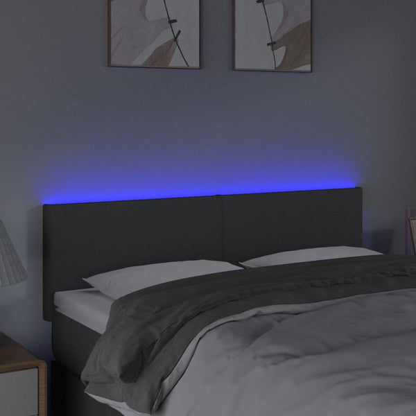 Led Headboard Dark Grey 144X5x78/88 Cm Fabric Headboards & Footboards