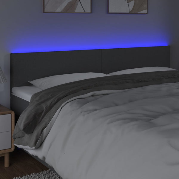 Led Headboard Dark Grey 200X5x78/88 Cm Fabric Headboards & Footboards